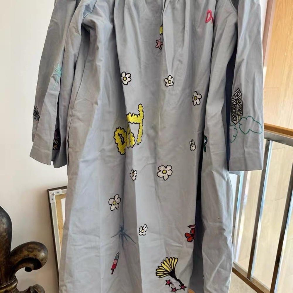 Mira Mikati Light Gray Maxi Skirt with Vibrant Embroidery - Picture 2 of 3